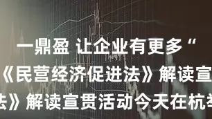 一鼎盈 让企业有更多“安全感”！《民营经济促进法》解读宣贯活动今天在杭举行
